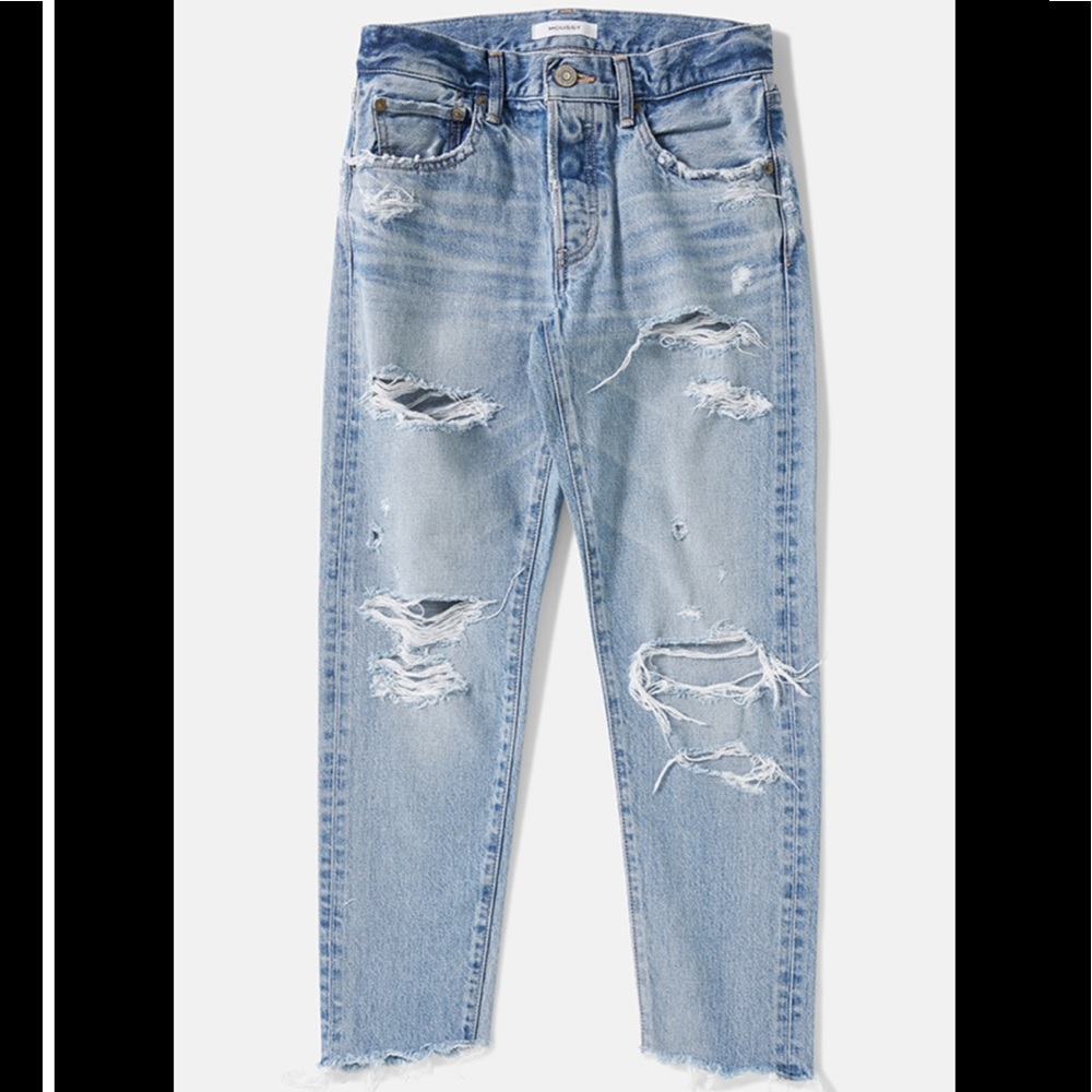 light blue ripped mom jeans